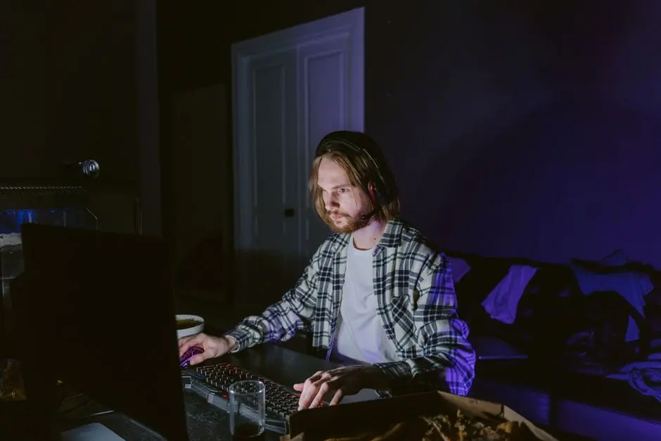 anak muda bermain game offline di kamar